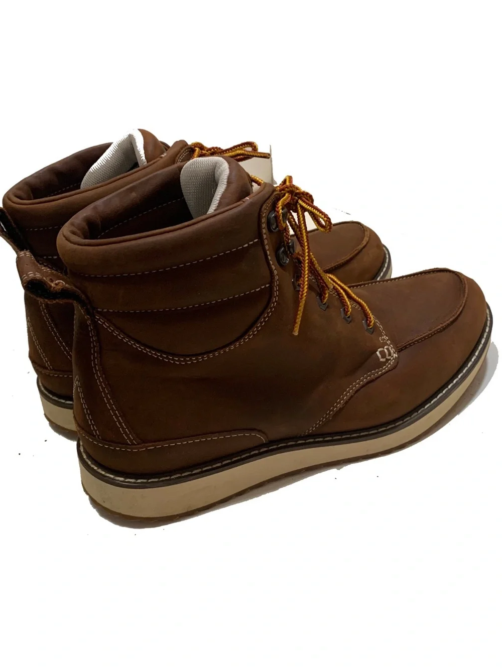 L.L. Bean Brown Leather Lace-Up Boots, Moc Toe